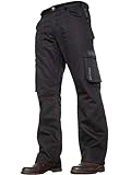 Enzo - Pantalones vaqueros de combate para hombre, pantalones de mezclilla de trabajo casual, todos los tamaños de cintura, Negro, 44 Largo