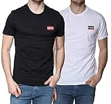 Levi's 2pk Crewneck Graphic Camiseta, Multicolor (2 Pack Sw White/Mineral Black 0000), Large (Pack de 2) para Hombre