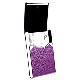 Padike Titular de la tarjeta de visita de cuero de la PU para las mujeres bolsillo delgado titular de la tarjeta de visita de acero inoxidable con cierre magnético (púrpura)