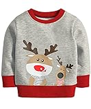 Little Hand Jersey de Navidad para niños, jersey de Navidad, Papá Noel, reno, jersey de manga larga, 2-7 años, Diseño navideño., Clásico