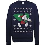 Brands In Limited Mickey Mouse Christmas Tree Sudadera, Azul (Marino), XX-Large para Hombre