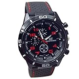Ularma Reloj de pulsera Sport silicona de cuarzo reloj hombres (rojo)