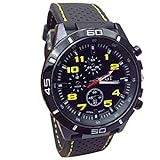 Ularma Reloj de pulsera Sport silicona de cuarzo reloj hombres (amarillo)